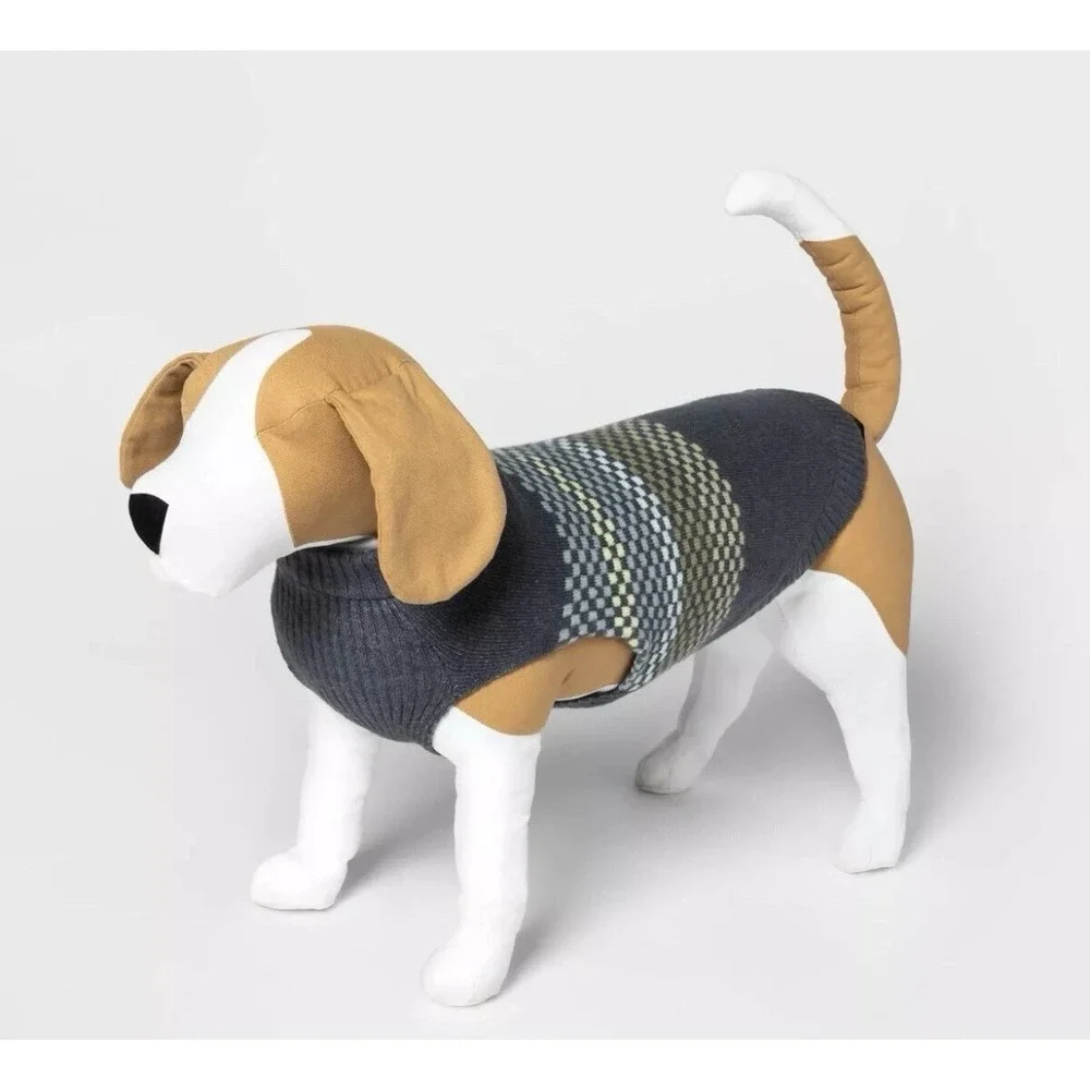 Fairisle Stripe Cool Colorway Dog Sweater, Boots & Barkley GRAY Size Medium New